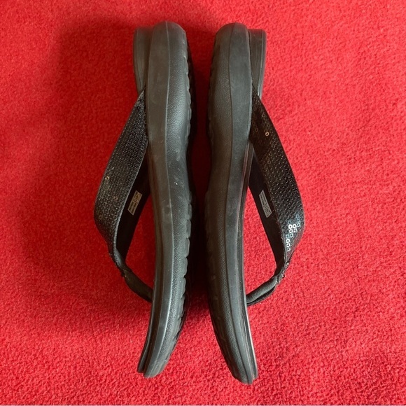CROCS Sz  10 Toe Post Thong Sequin Comfort Flip Flops Sandals - Picture 8 of 10